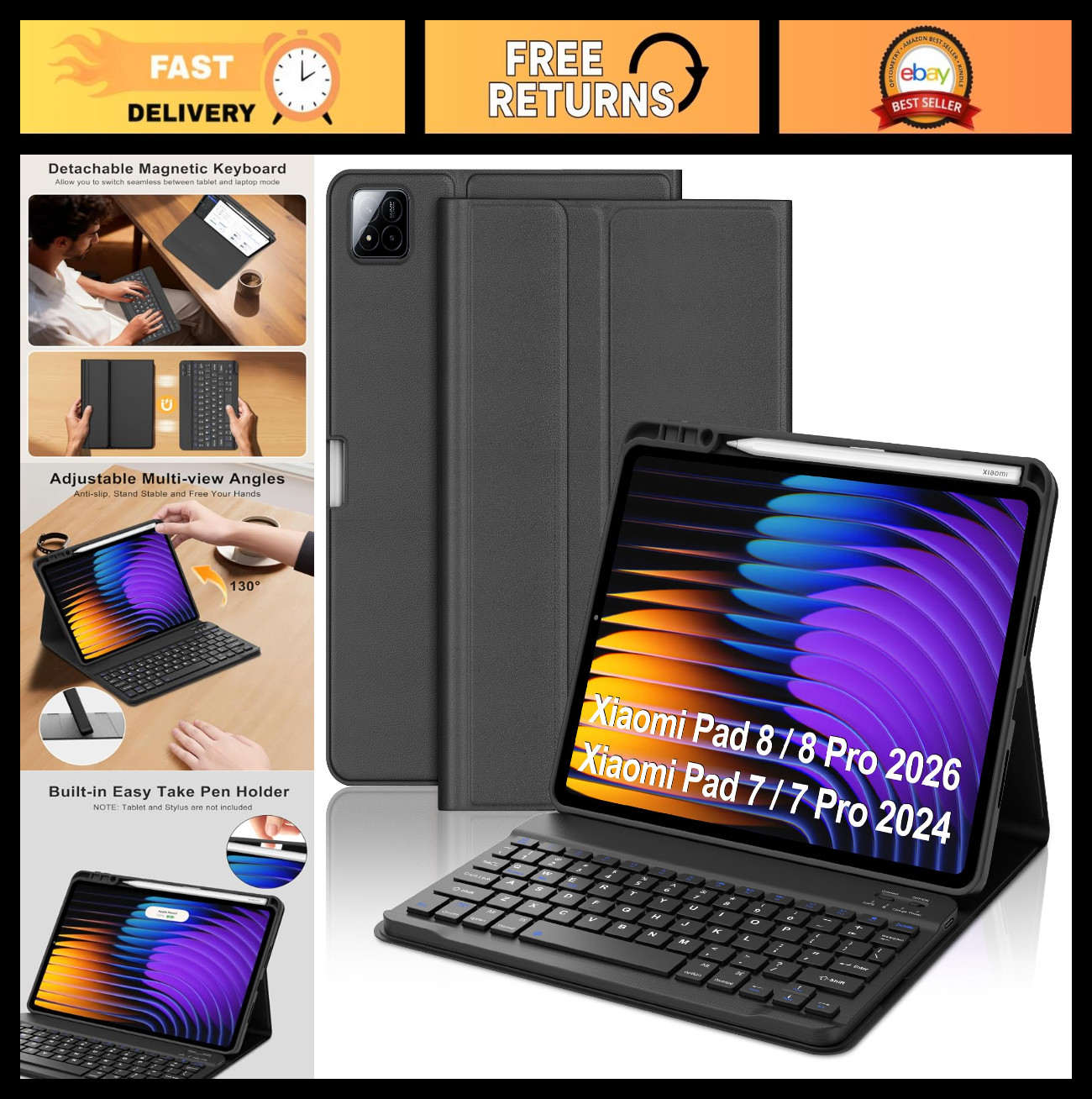 Keyboard Case for Xiaomi Pad 8/8 Pro/7/7 Pro 11.2 Inch