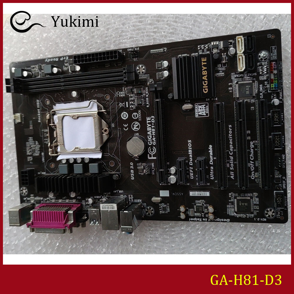 FOR GIGABYTE GA-H81-D3 DDR3*2 16GB LGA1150 VGA ATX Motherboard Test OK