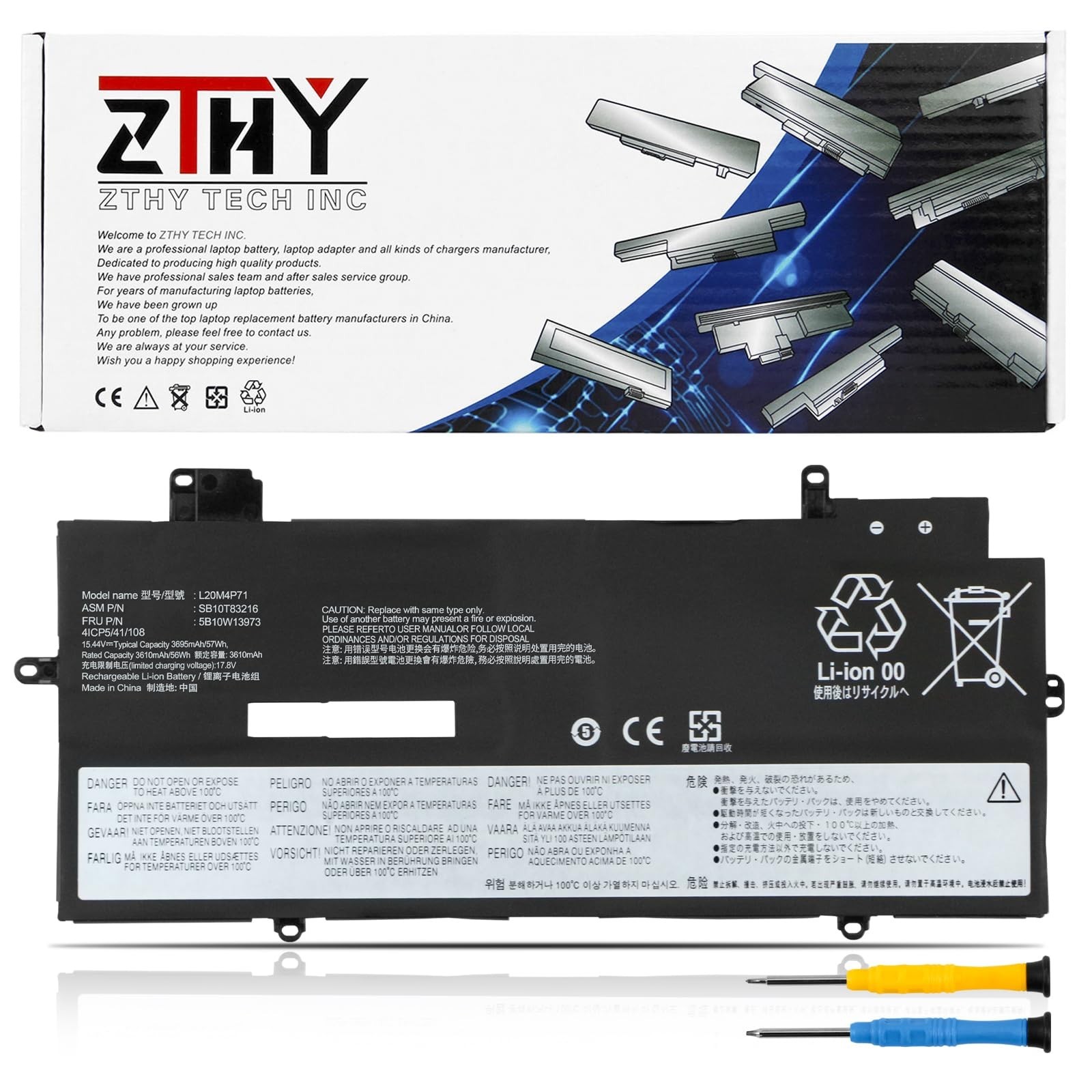 57Wh Laptop Battery for Lenovo ThinkPad X1 Yoga Gen 6/7/8 - High Capacity Replac