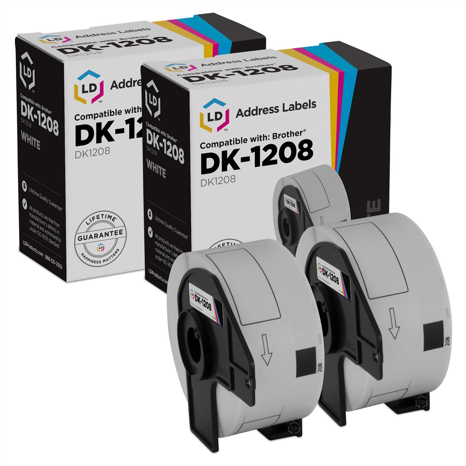LD Compatible Brother DK-1208 2 Rolls of Address Labels / 1.4 in x 3.5 in