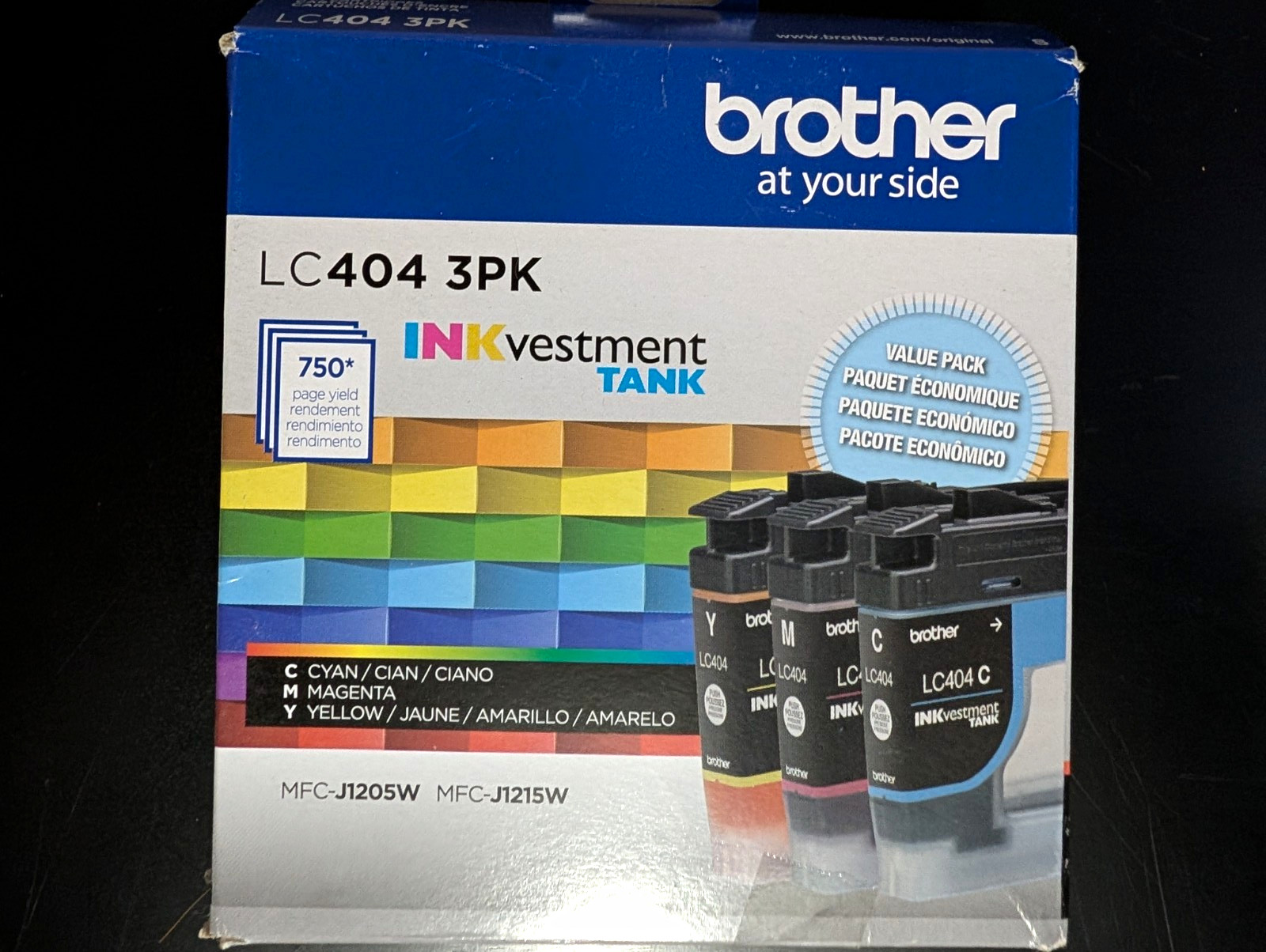 NEW- SET OF 4 - Brother   LC404- 3PK- COLORS-04/27     AND     LC404 Black- 8/28