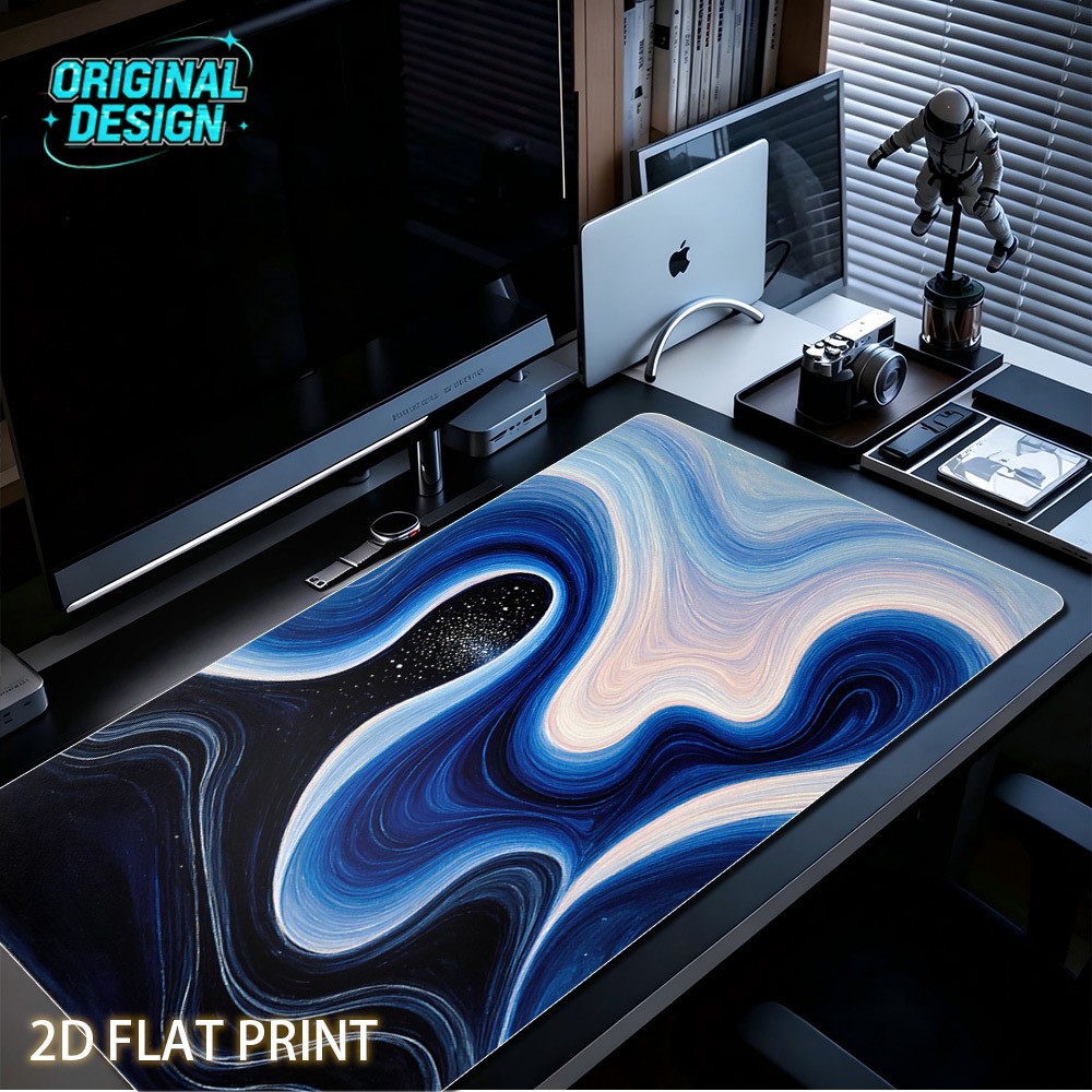 1 XXL Large-Size Artistic Style Mouse Pad with Blue and White Fluid Nebula Uni