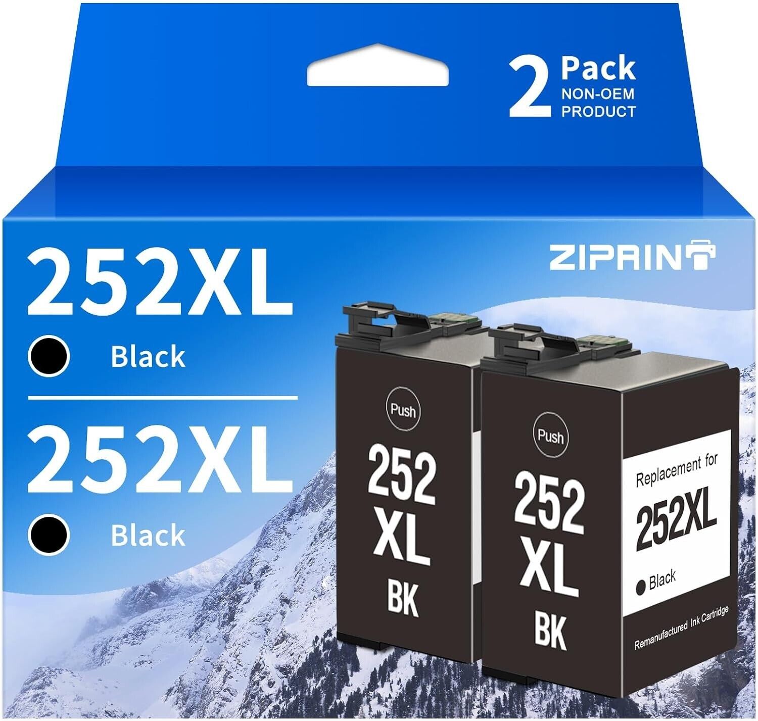Ink Cartridge Replacement for Epson 252XL WF-7620 WF-7210 - 2 black