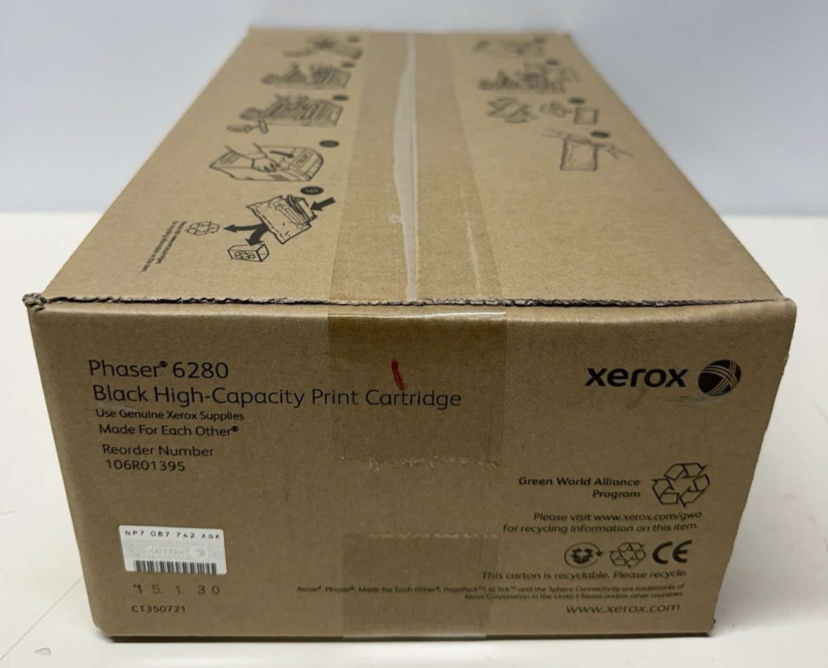 Xerox 106R01395 Black High Yield Toner Cartridge, Phaser 6280 Genuine