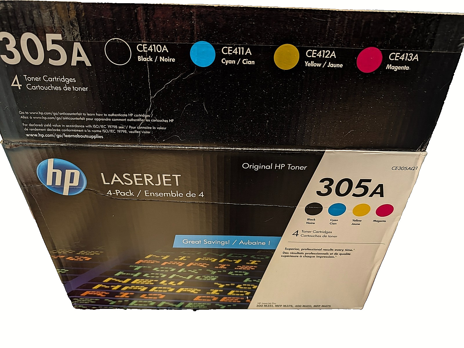 HP OEM 305A Toner Cartridge Set B, C, Y, M, CE410A CE411A CE412A CE413