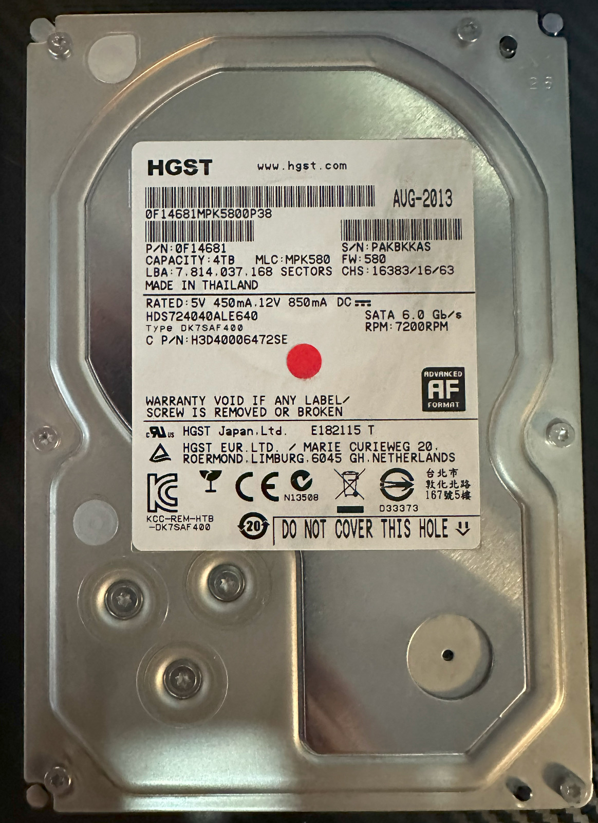 Hitachi HGST HDN726040ALE614 4TB Internal HD 7200 RPM  3.5\