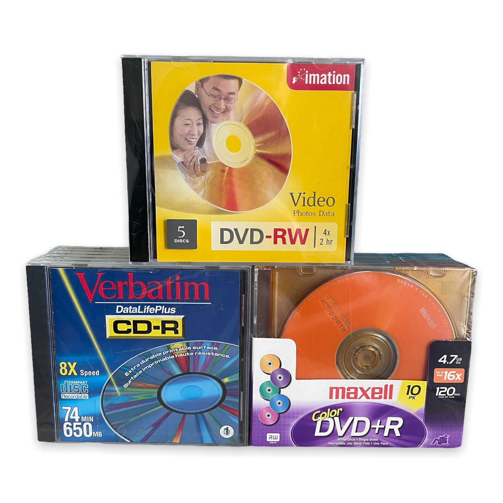 Blank CD and DVD's  CD-R, DVD+R, DVD-RW, Maxell Verbatim imation 21 Total