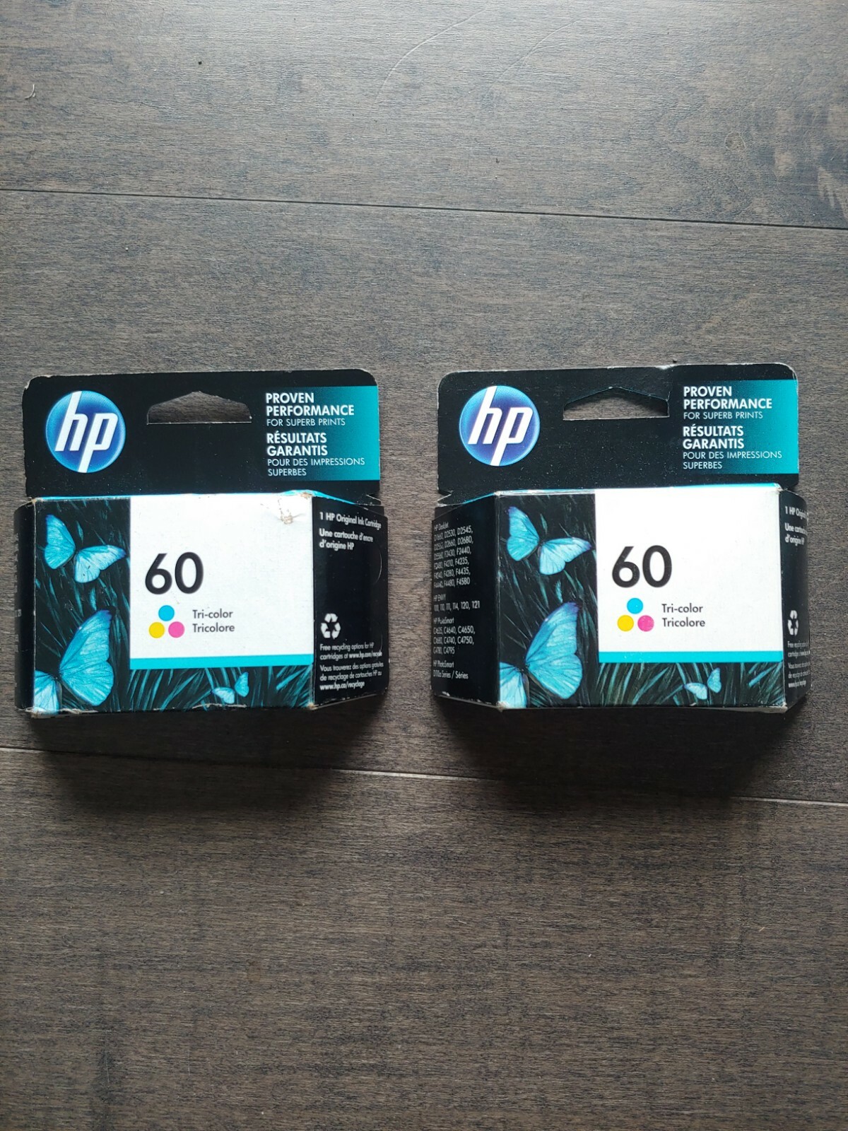 2 Pkgs HP 60 Tri-Color Ink Cartridge NEW Unopened Exp 2020 & Dec 2021 