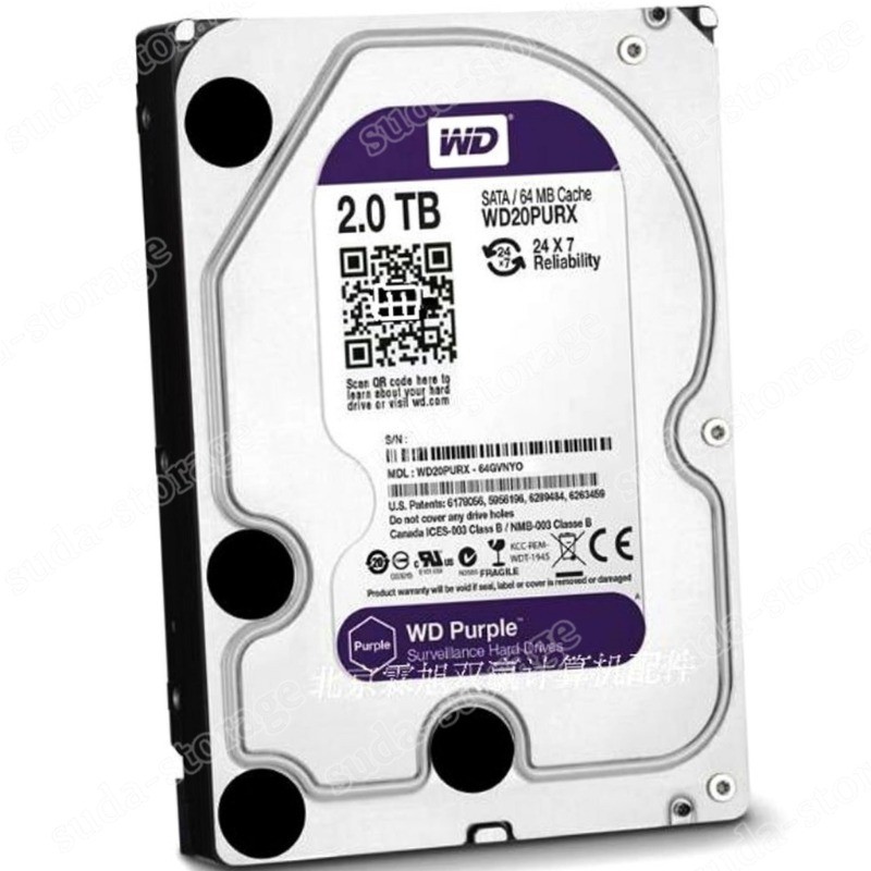1PCS New Western Digital Purple 2TB WD20PURX 5400RPM SATA 3.5 Inch Hard Disk Dr