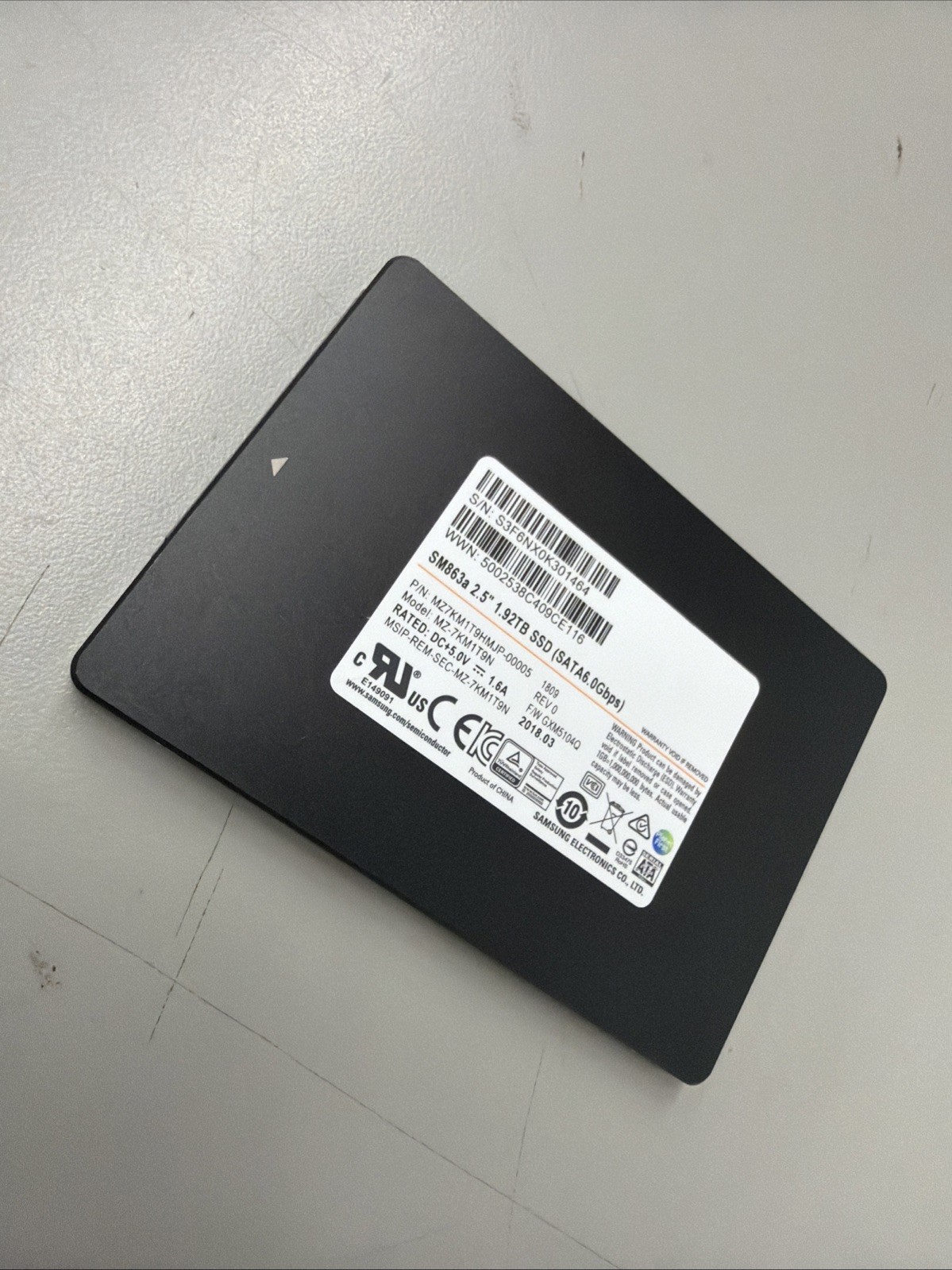 Samsung SM863a 1.92 TB,Internal,2.5 inch (MZ-7KM1T9N) Solid State Drive
