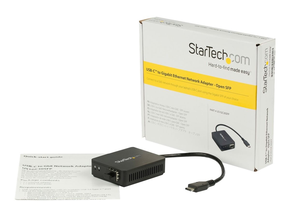 StarTechcom Fiber Optic Converter USB C Open SFP Adapter US1GC30SFP
