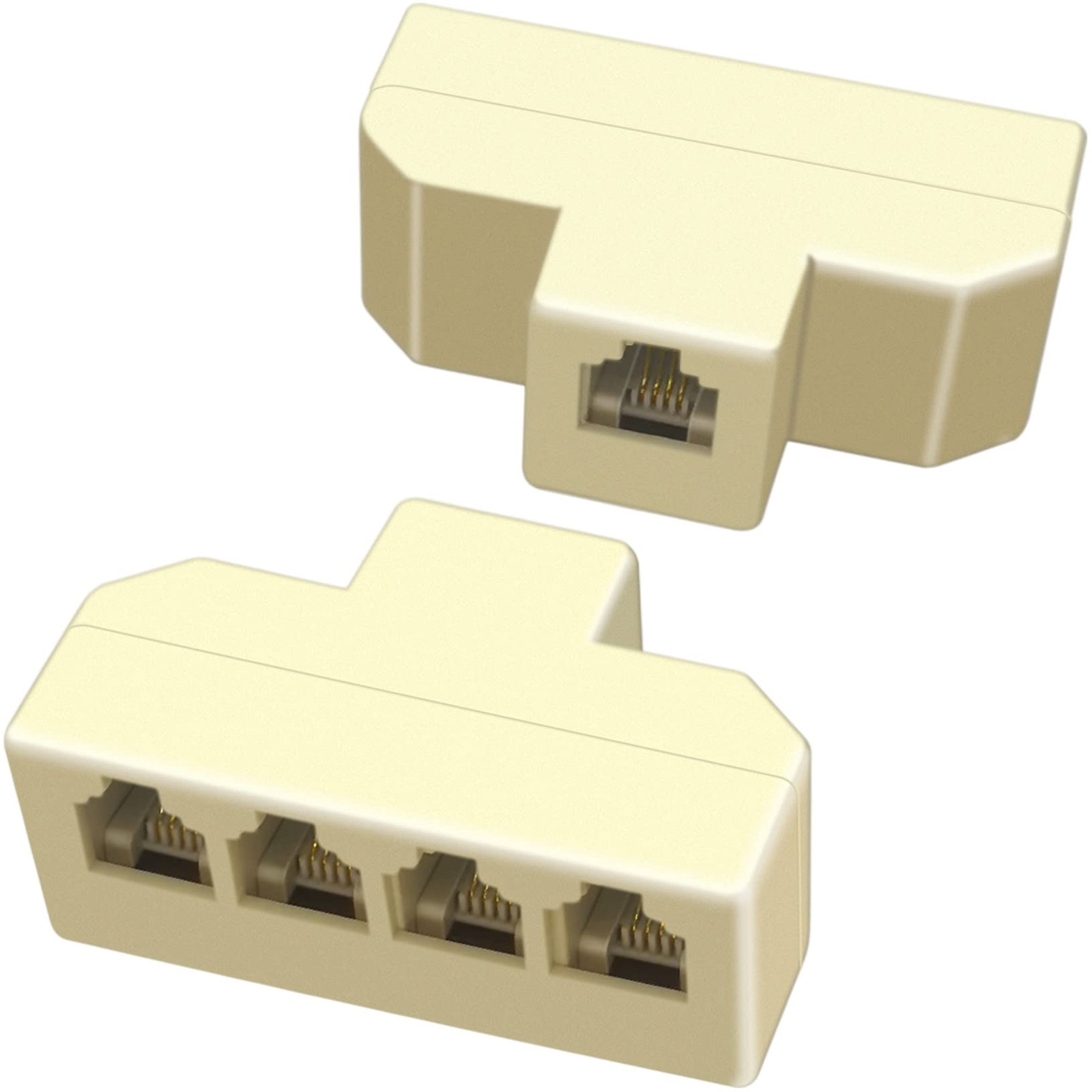 NECABLES 2Pack Phone Splitter 4 Way Telephone Adapter for Landline and Ivory