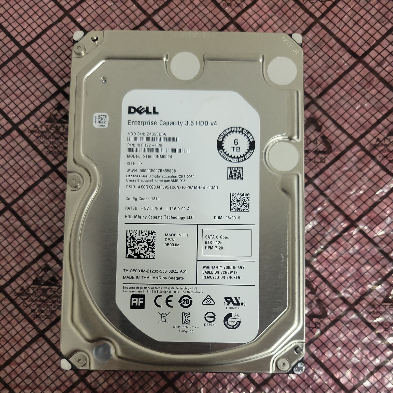 Dell Enterprise 6TB 3.5" SATA Hard Drive Seagate ST6000NM0024 
