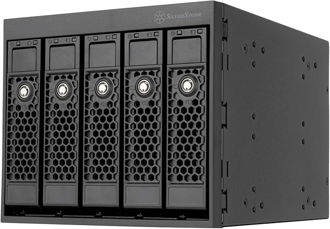 SilverStone FS305-E 3x5.25" to 5x3.5" Hot-Swap SAS/SATA Adapter Cage, All-Black