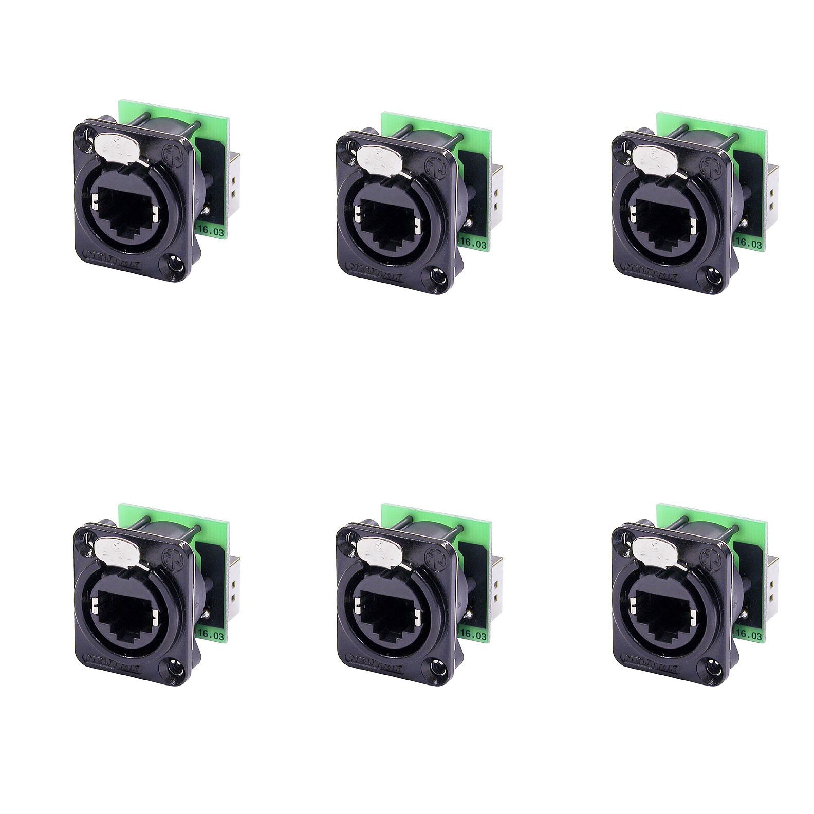 6 Neutrik NE8FDP-B Ethercon Ethernet Pass-Through Panel Mount Connectors - Black