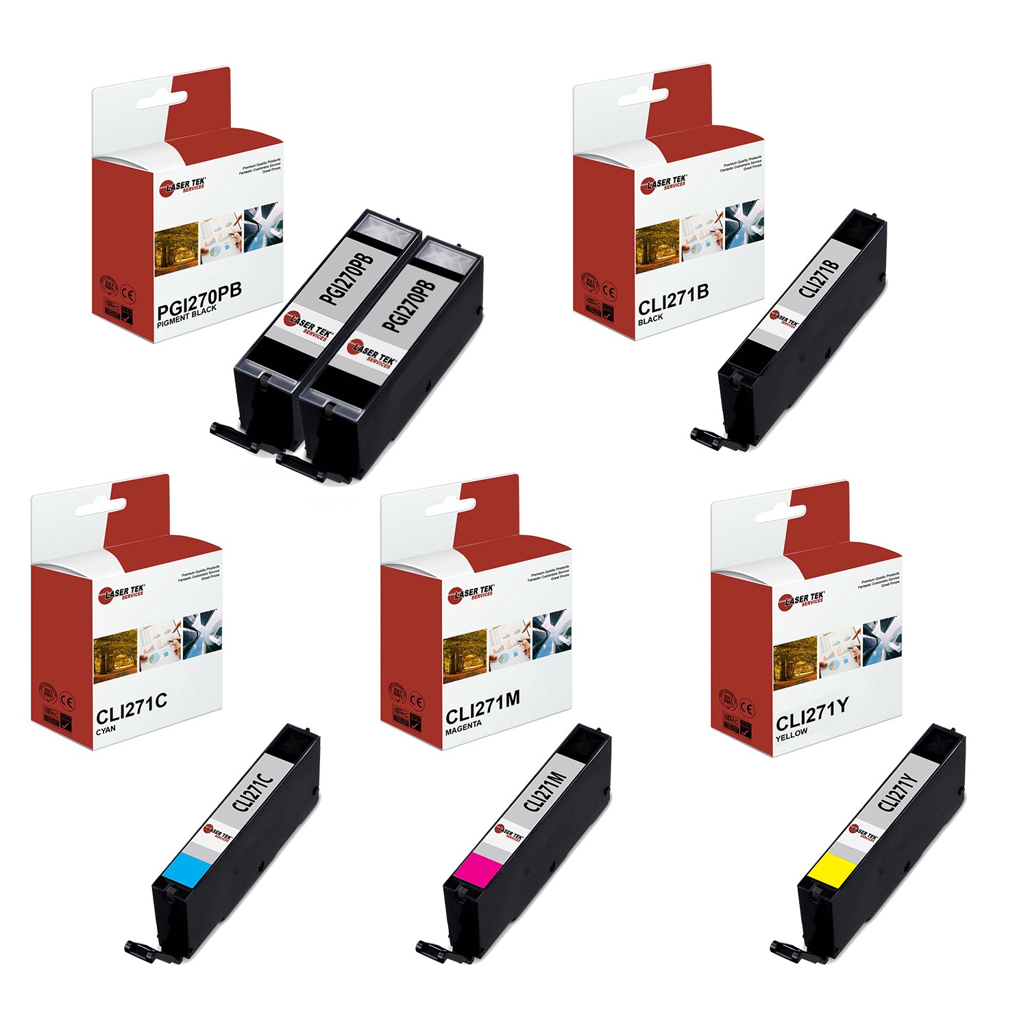 6Pk LTS PGI-270 CLI-271 PB/B/C/M/Y HY Compatible for Canon Pixma MG5720 Ink