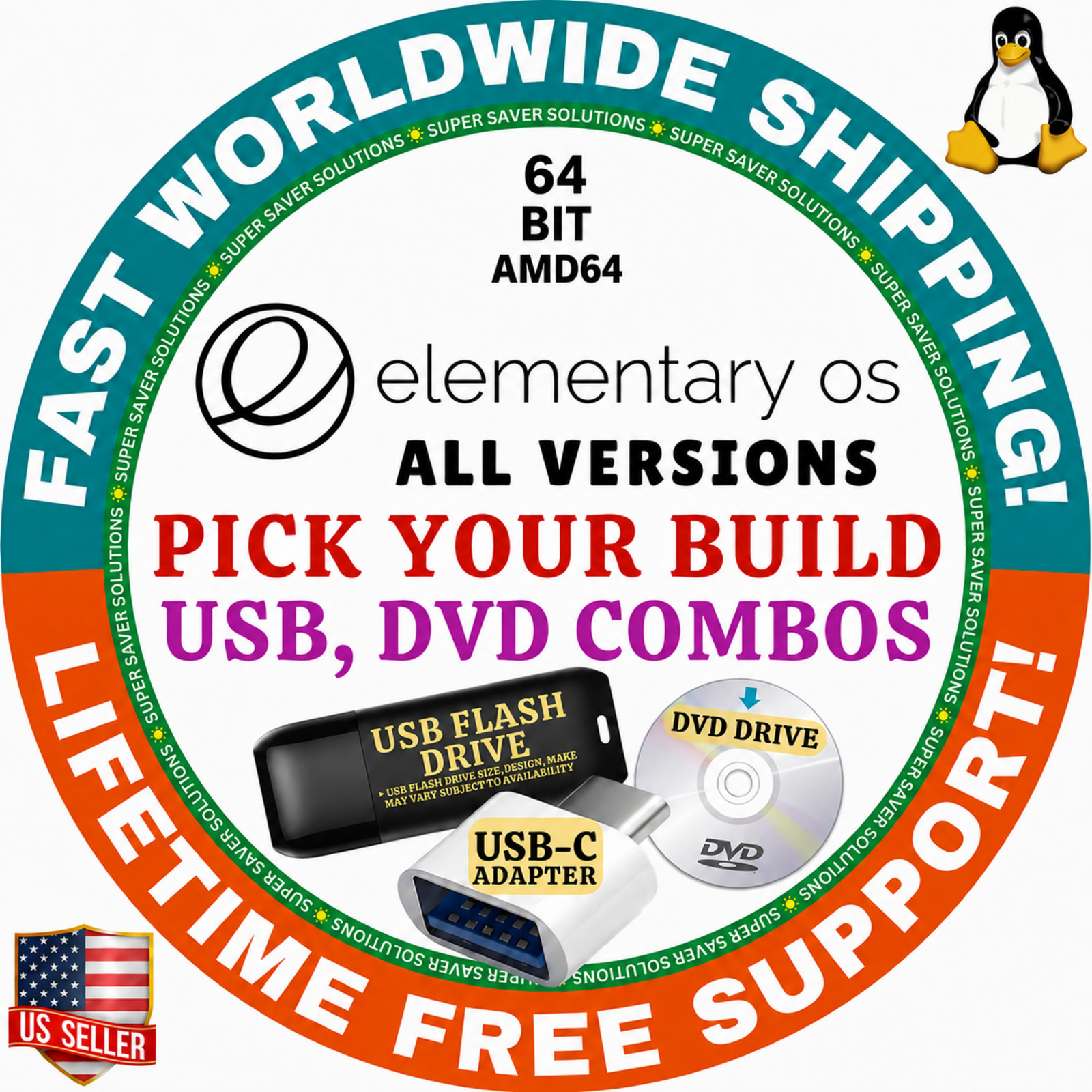 ELEMENTARY OS 8.1.1 PANTHEON 64-BIT AMD64 INSTALLER DVD/USB COMBO MAC/PC