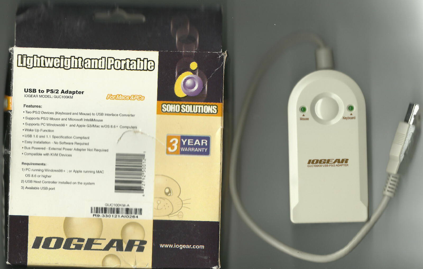 PS/2 - USB Keyboard & Mouse Adapter Convert ps2 to usb IOGEAR GUC100KM