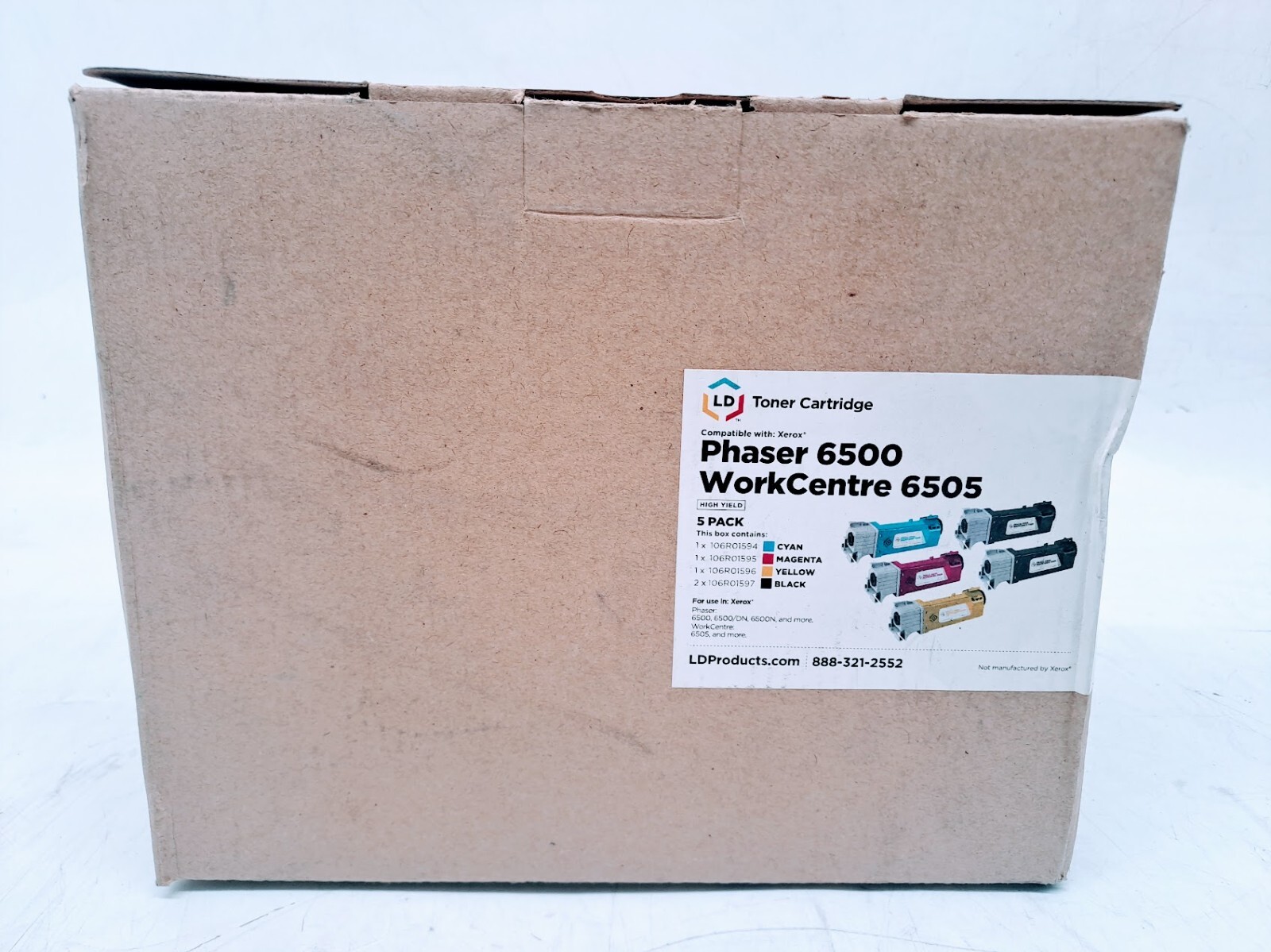 LD Compatible 6500 High Capacity Toner:X2 Black Cyan Magenta Yellow 5-Pack