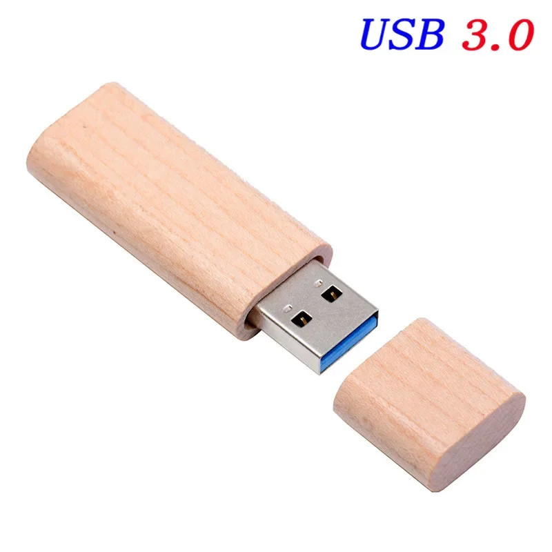Wooden USB 3.0 Flash Drives 128GB 64GB Free Custom Logo High Speed Memory Stick