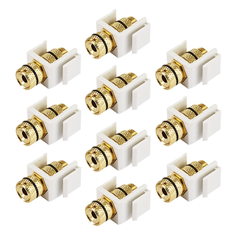 10 Pcs Banana Keystone Jack Audio Speaker Wire Screw Snap In Black Ring White