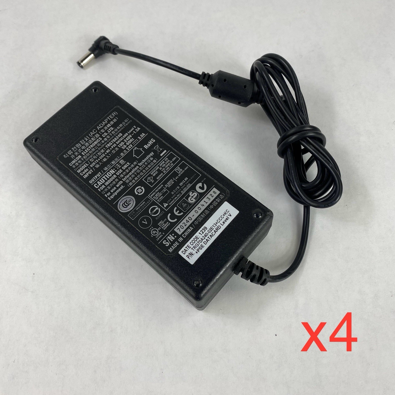 Cincon TRG70A240 24V 3A 70W AC Adapter (Lot of 4)