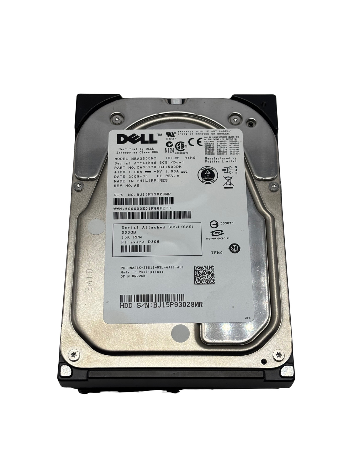 Dell 300GB 15K SAS 3G 3.5 Hard Drive MBA3300RC