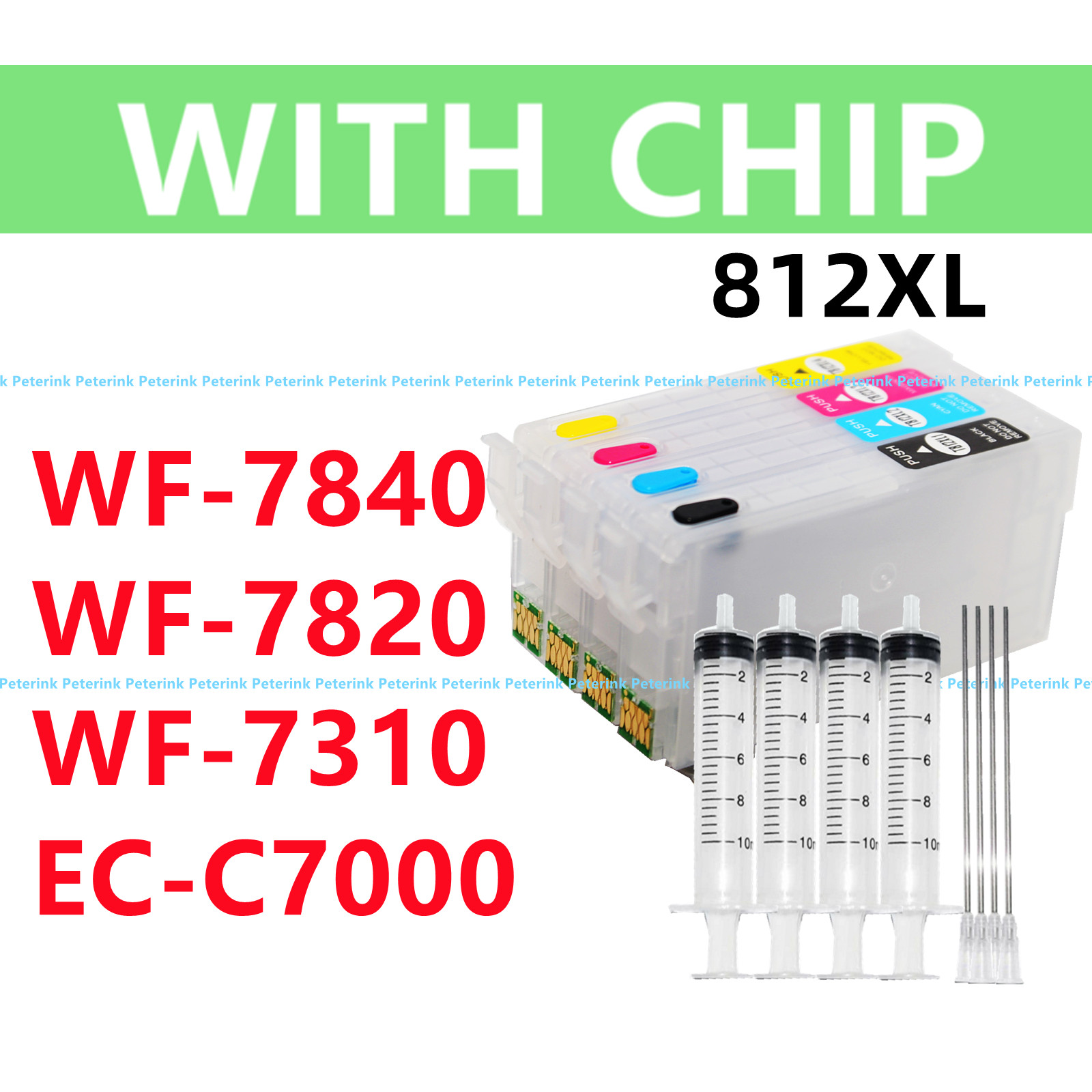 Refillable Ink Cartridge T812 812 XL with chip for  WF7840 WF7820 WF7310 *