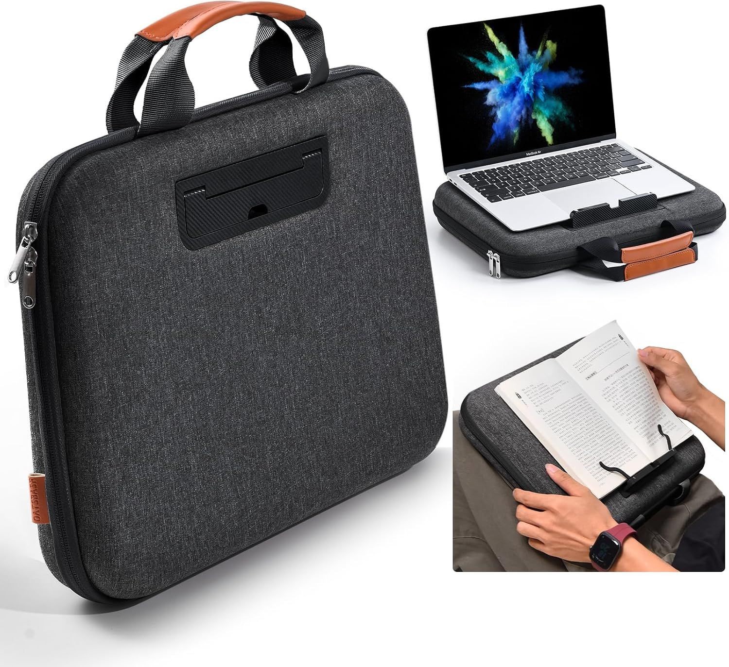 14 Inch Hard Laptop Sleeve and 2 in 1 Lap Desk for Dell HP MAC - Black