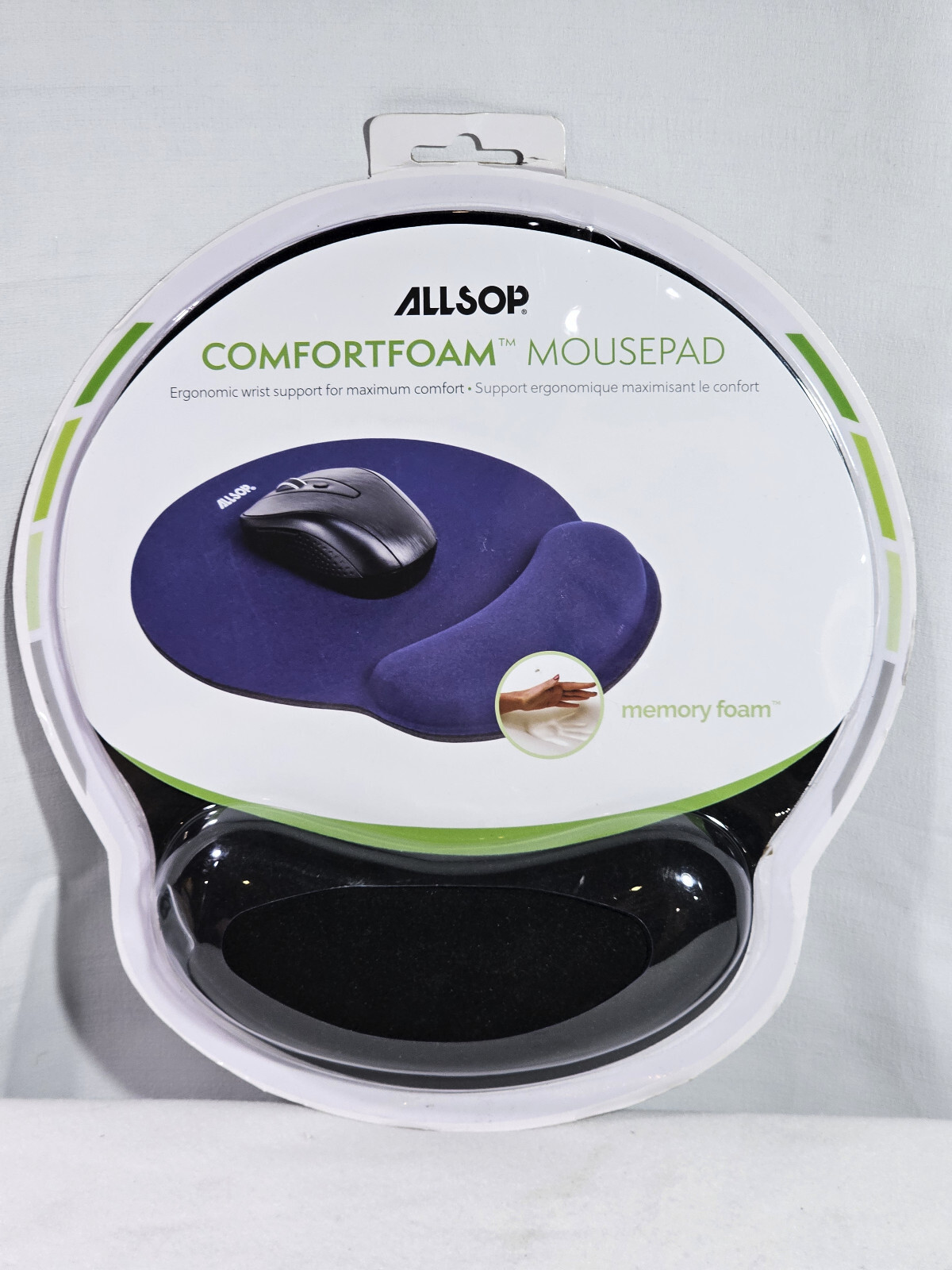 Allsop Mouse Pad Blue Pro Memory Foam Mouse Pad with Wrist Rest 9 x 10 x 1 New