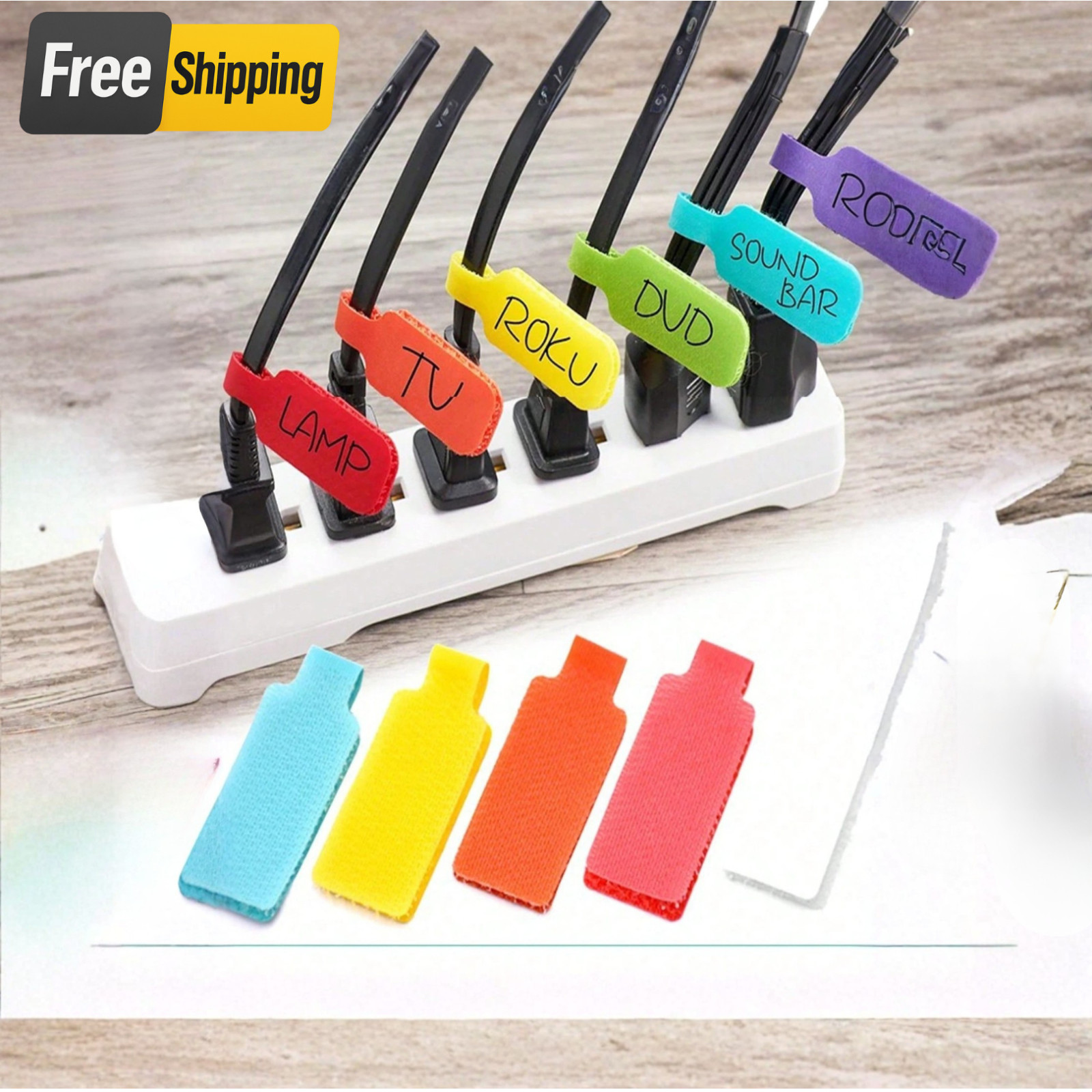 20Pcs Reusable Cable Ties Multi Colour Wire Organiser Cord Labels Straps