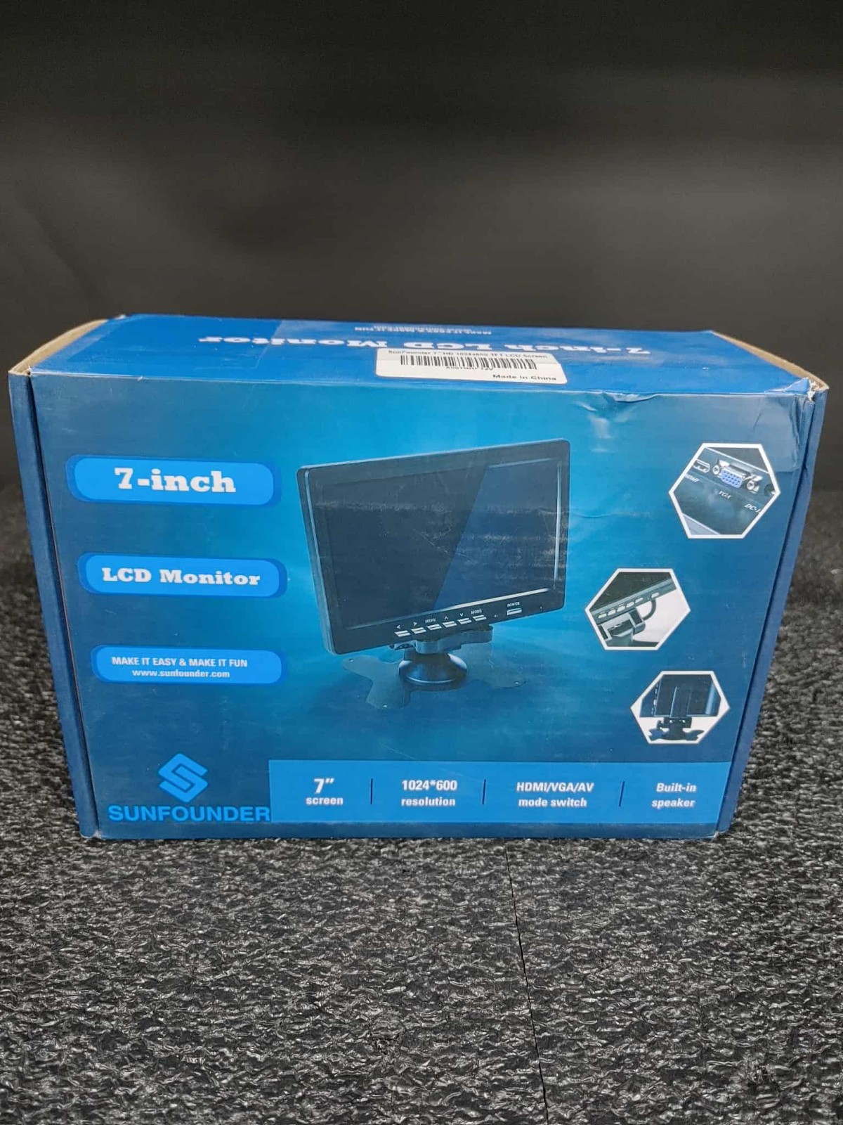 SunFounder X001GRFT2V 7" HD 1024x600 TFT LCD Monitor