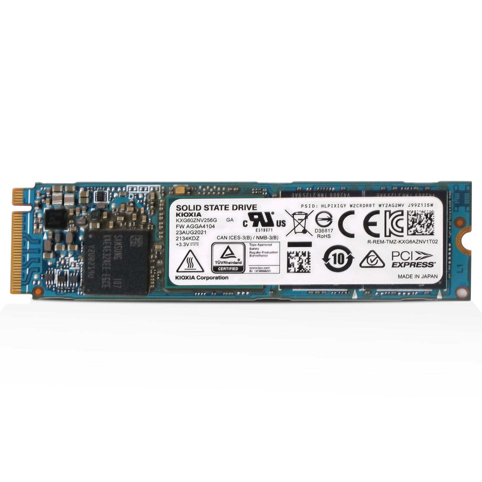 Kioxia XG6 256GB KXG60ZNV256G PCIe Gen 3.0 x4 4GB/s 3D TLC NVMe 0.5 DWPD M.2 SSD