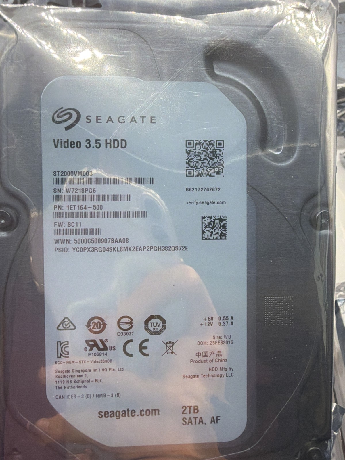 Seagate ST2000VM003 2TB 3.5 SATA Video HDD 1ET164-500 ST2000VM003/1ET164-500
