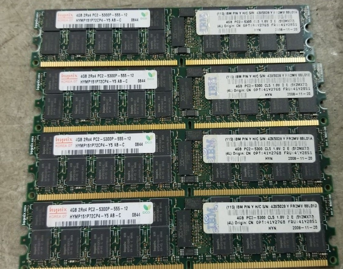 IBM 41Y2768 41Y2851 43X5028 16GB 4x4GB PC2-5300P DDR2 667MHz Server RAM Memory