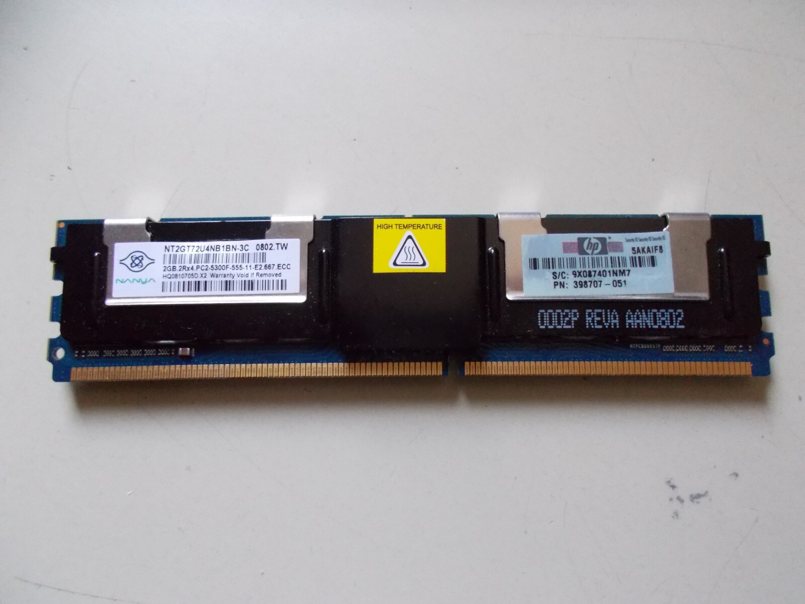 Nanya 2GB NT2GT72U4NB1BN3C DDR2 Fully Buffered FB ECC PC2-5300 667Mhz. #SU-406