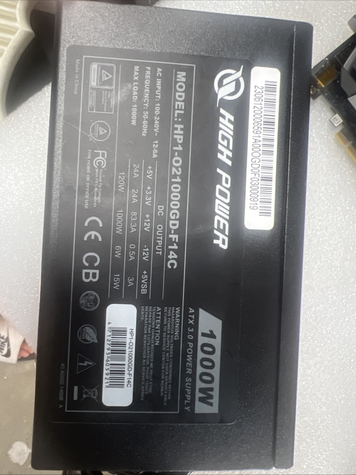 High Power HP1-O021000GD-F14C 1000W ATX Power Supply Support RTX4090