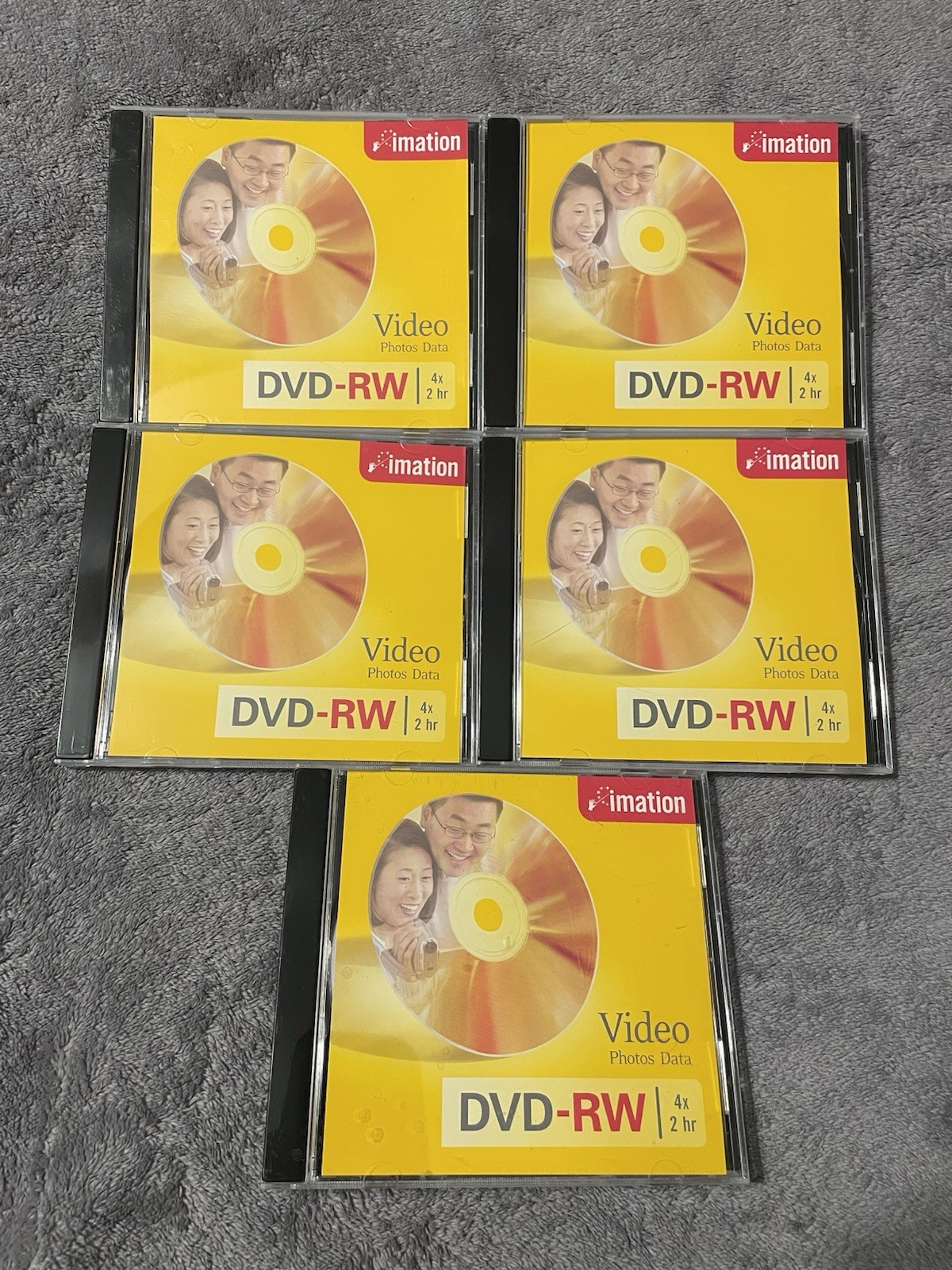 *NEW* Lot of 5 Imation DVD-RW Discs 4x 2hr