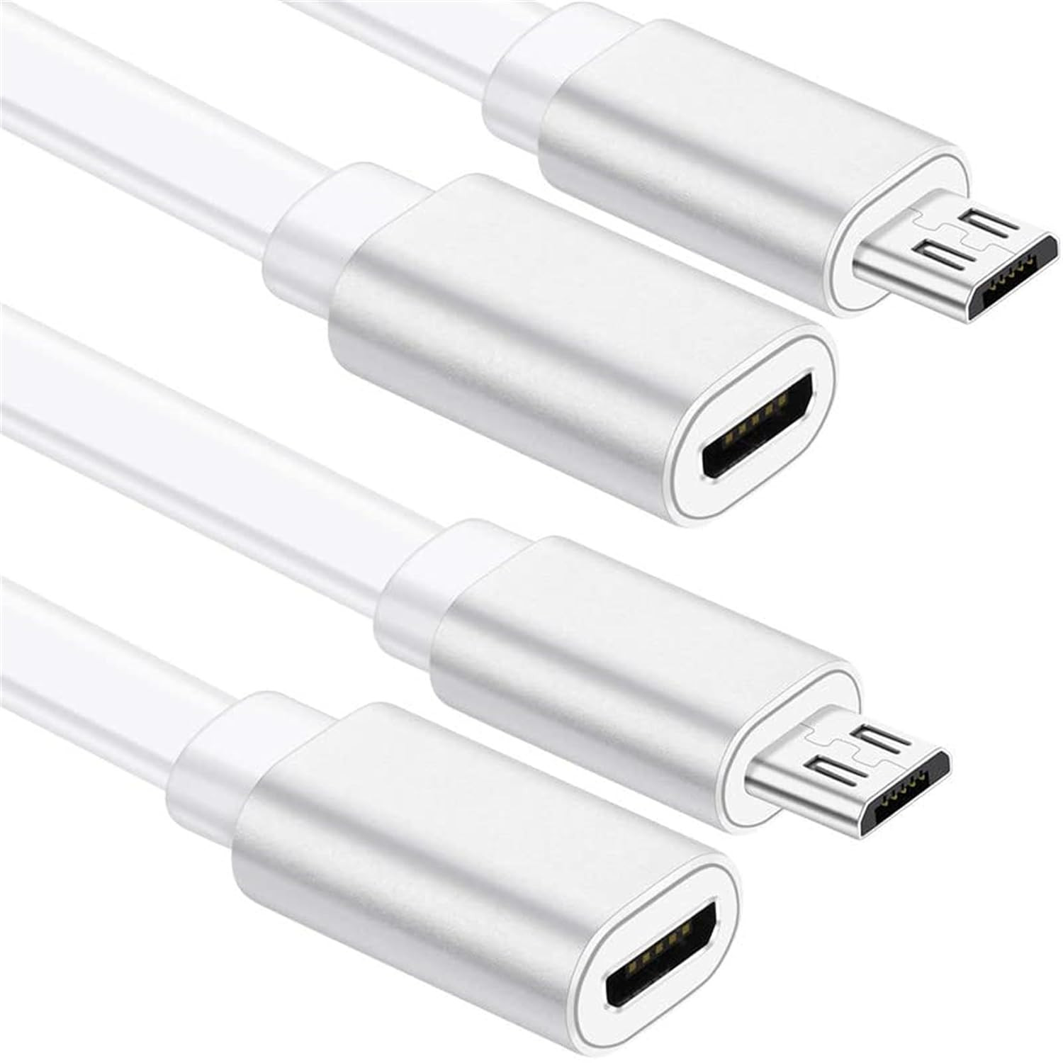 2 Pk Micro USB Extension Cord Compatible with Wyze Cam (White)