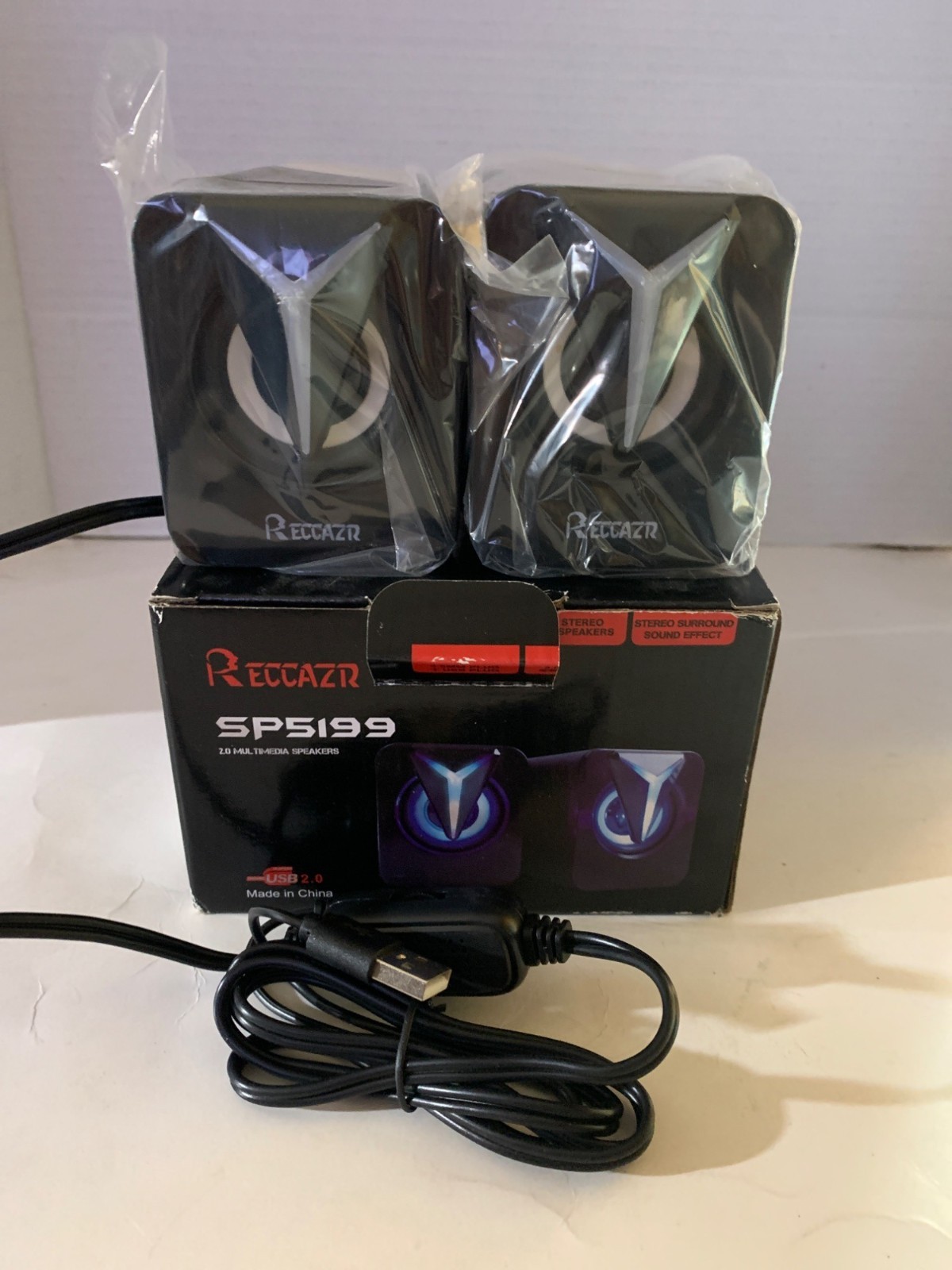 Reccazr SP5199 2.0 Multimedia USB Speakers With 3.5mm Plug & Stereo Surround