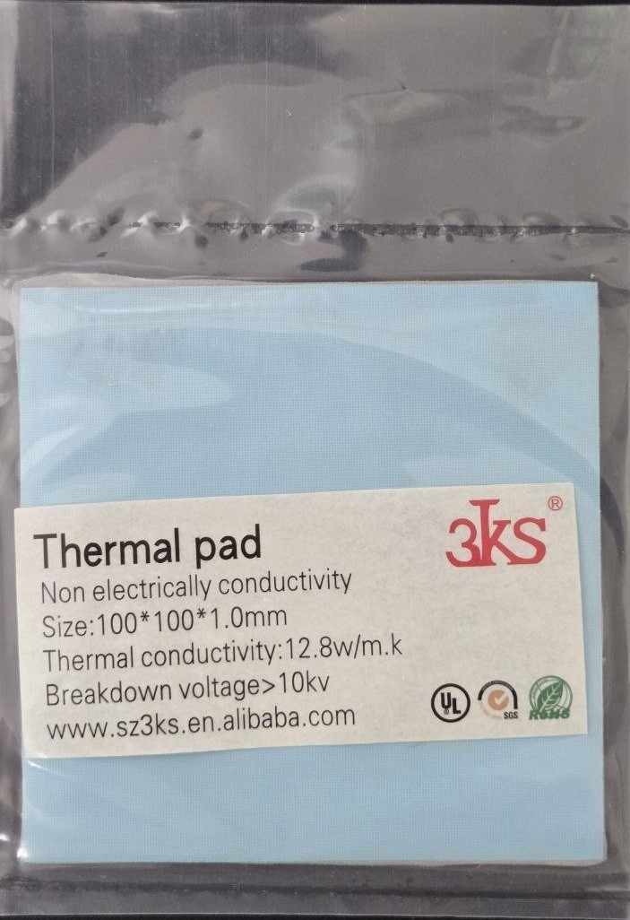 3KS Thermal pad 100x100mm 12.8W/m.k. Thickness 1 mm. Lot of 10pcs
