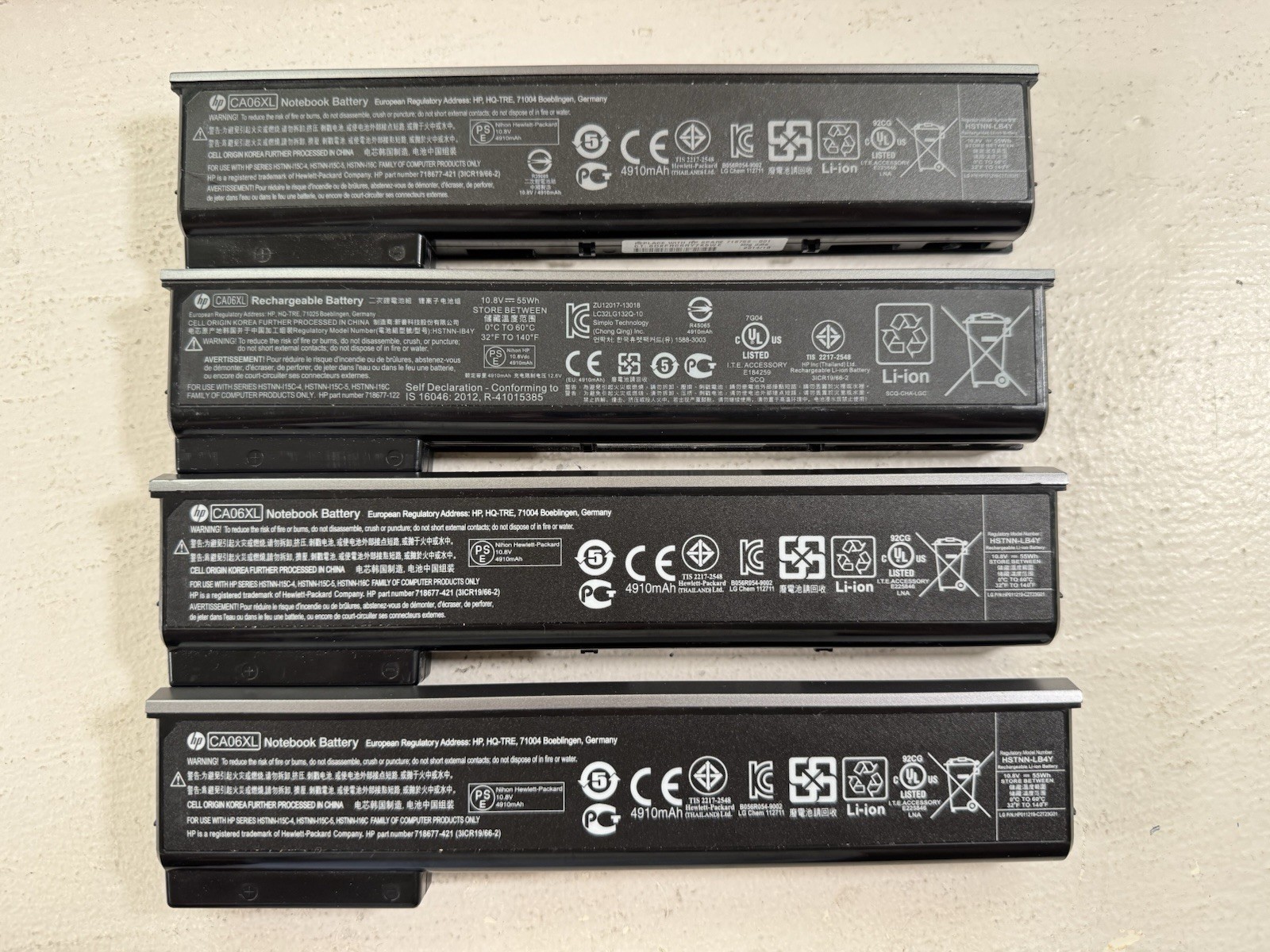 Lot of 4 Genuine HP CA06XL Battery ProBook 640 645 650 655 G1 - 70-79% Health