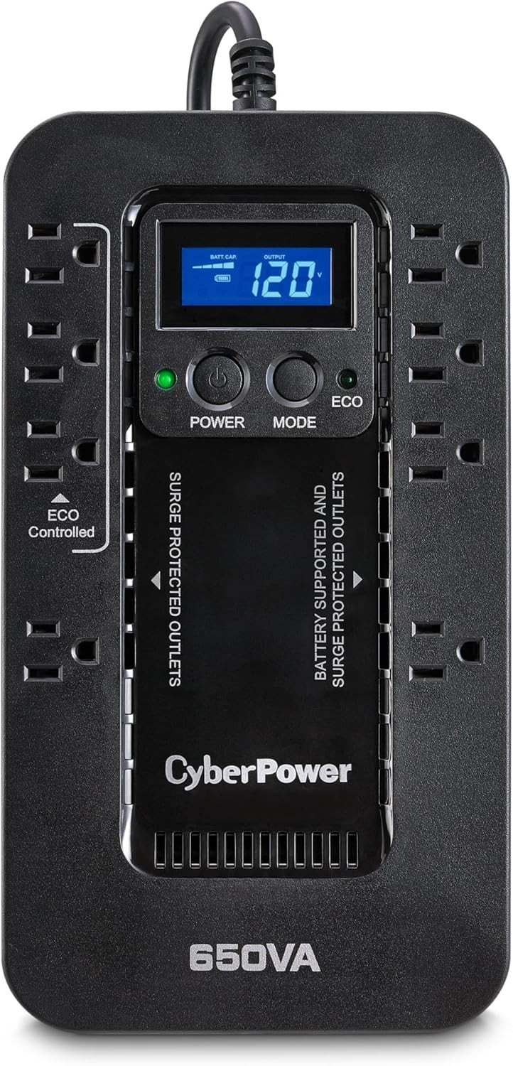 EC650LCD Ecologic Battery Backup & Surge Protector UPS System 650VA/390W