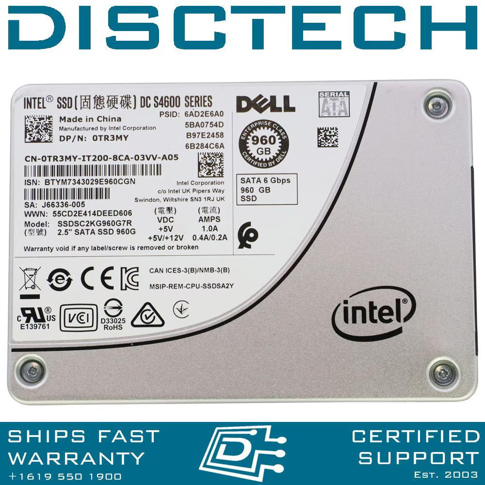 Dell TR3MY Intel SSDSC2KG960G7R 960GB MU SATA 2.5" 6Gbps Enterprise SSD Drive