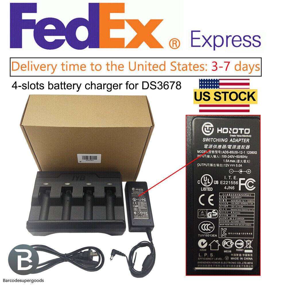 4 Slot Battery Charging Station SAC3600-4001CR Replacement For Zebra DS3678 New