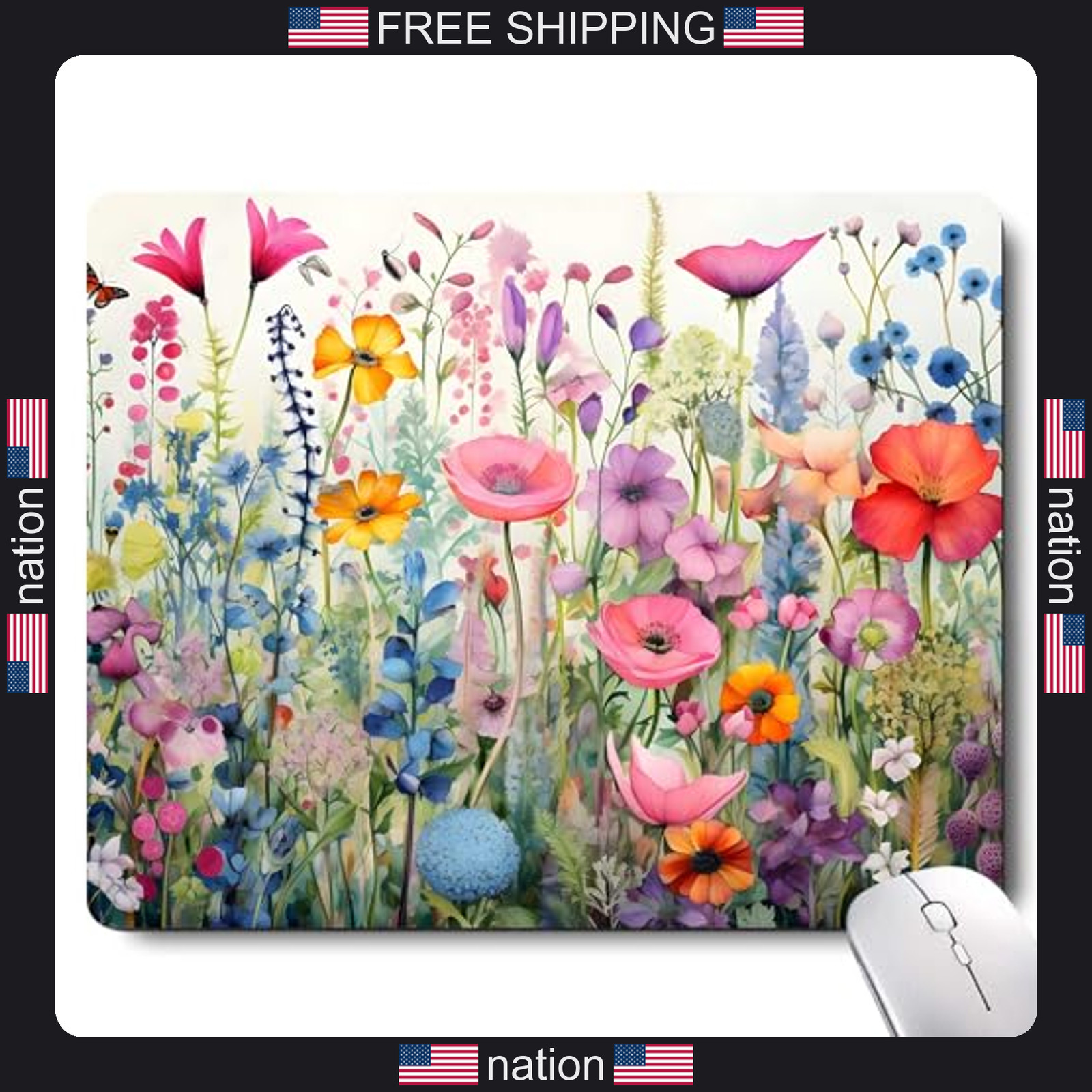 Gorgeous Flowers Plants Mouse Pad,Pink Floral Rose Mouse Pads for Desk,Soft