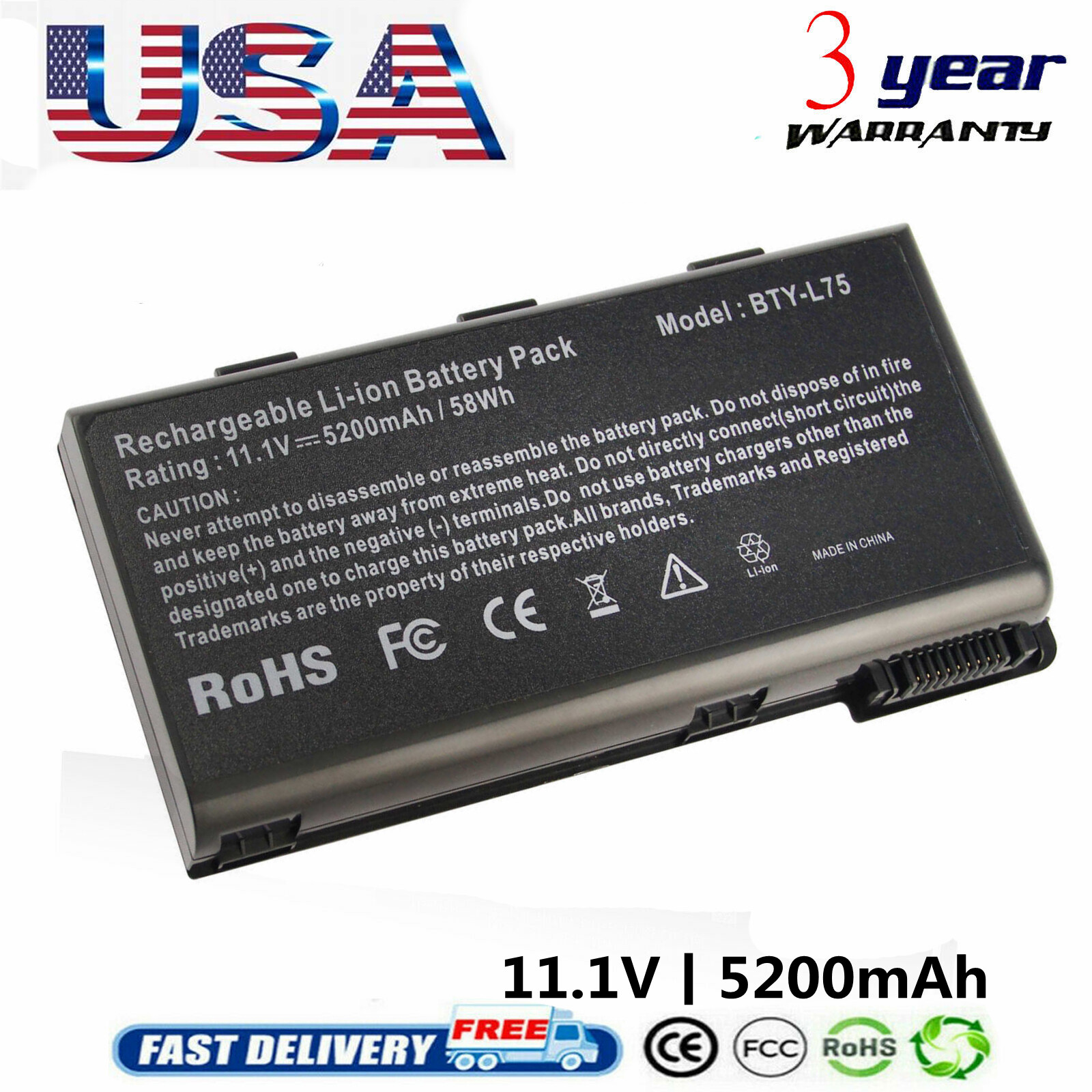 Battery BTY-L74 BTY-L75 for MSI A5000 A6000 A6200 A7200 CR600 CR610 CR630 CR700
