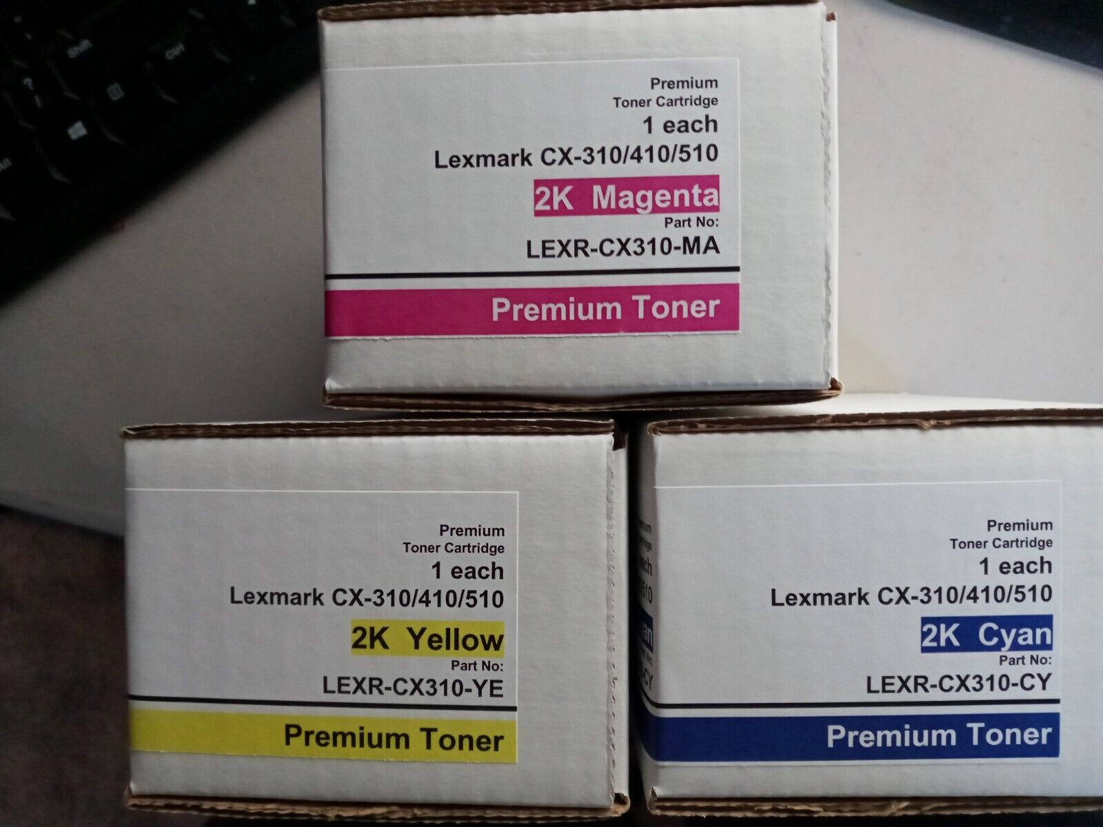 Lexmark CX310, CX410, CX510 Cyan, Yellow, Magenta Toner 2K  factory sealed