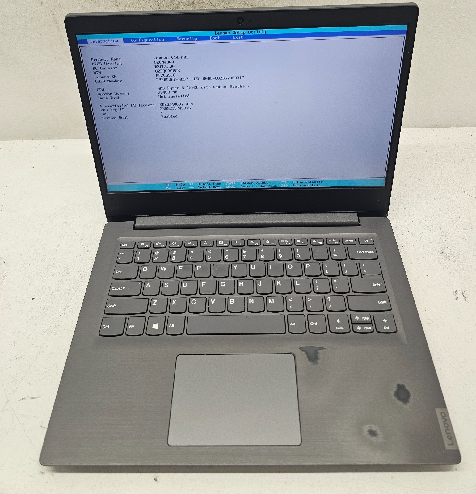 Lenovo V14-ARE 14" Laptop Ryzen 5 4500U 20GB Ram NO HD/OS (FL)