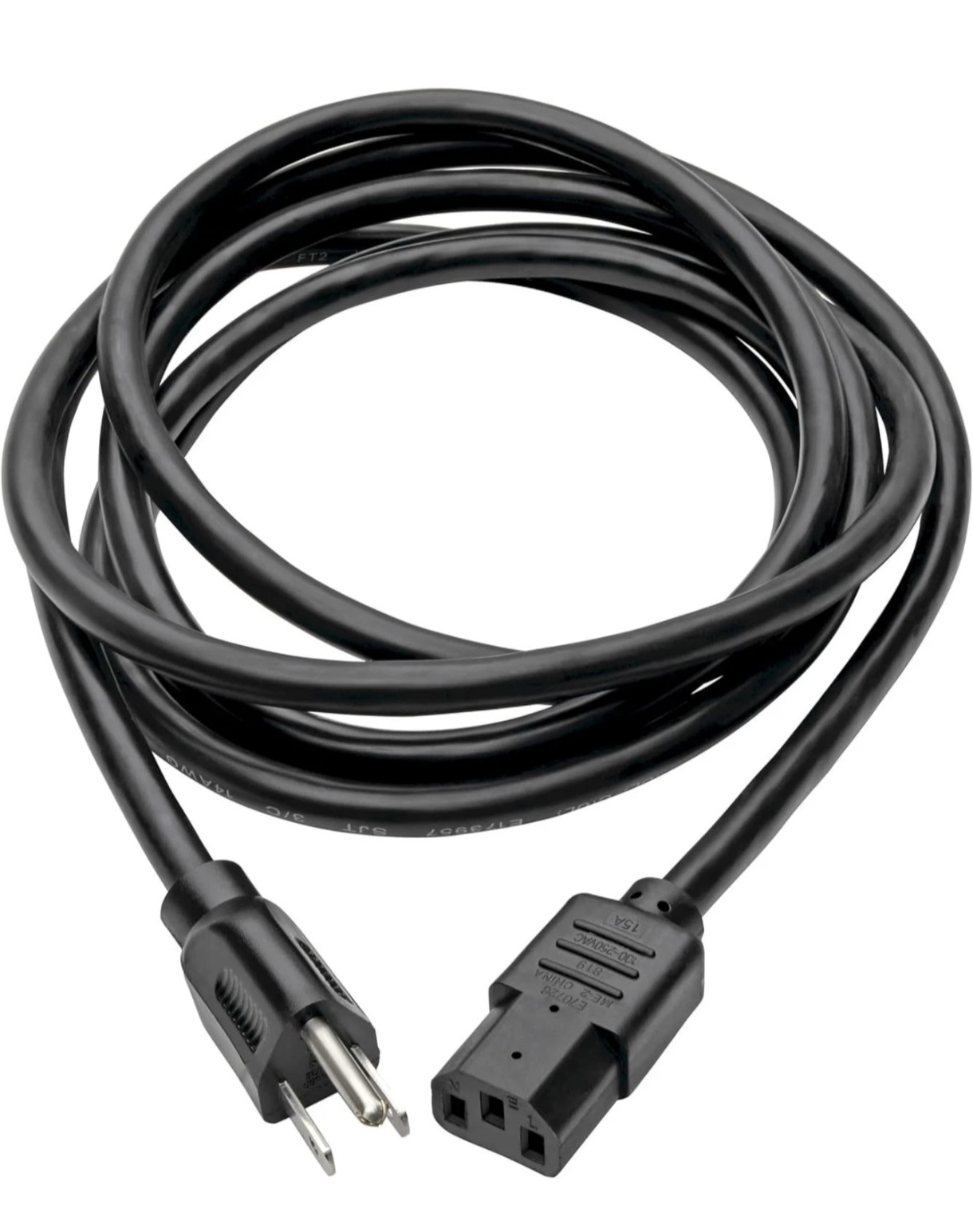 10ft Computer Power Cord 3 Prong PC Monitor Server P007-010 UL Listed Tripp Lite